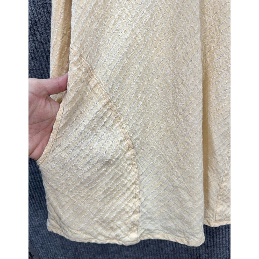 Flax by Jeanne Engelhart Tunic Top Women’s Medium Soft Yellow 100% Linen Pockets - Picture 3 of 9